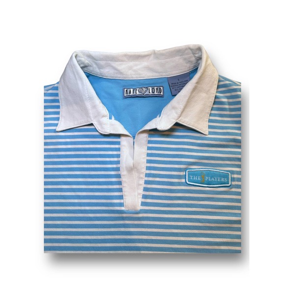 Kate Lord Womens L Blue White Stripe Collared V Neck Players Golf Size - L‎ - Picture 5 of 6